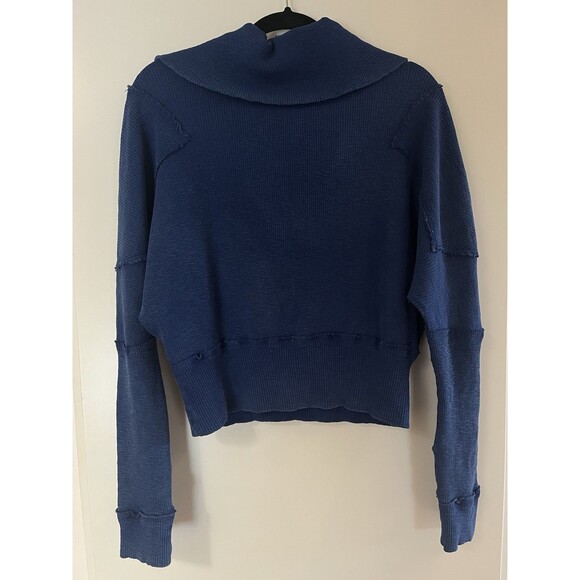 New Free People We The Free Not So Ordinary Pullover Polo Sweater Blue Sz XS - Picture 7 of 10